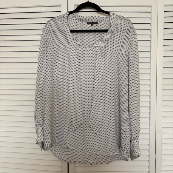 Adrianna Papell Black and White Dotted Blouse - Picture 1 of 3
